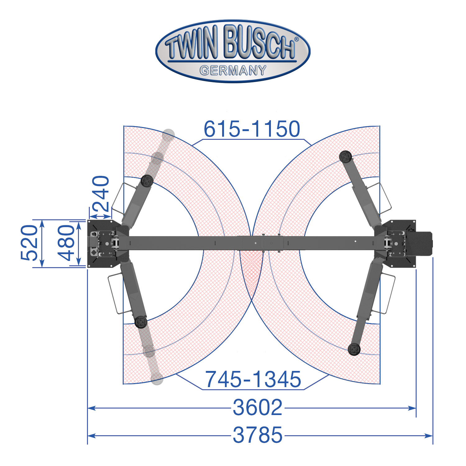 TW242CEB4.3-400-G: 2-koloms hefbrug - zonder bodemplaat - Comfort-Line - Grey-Line - Afbeelding 10