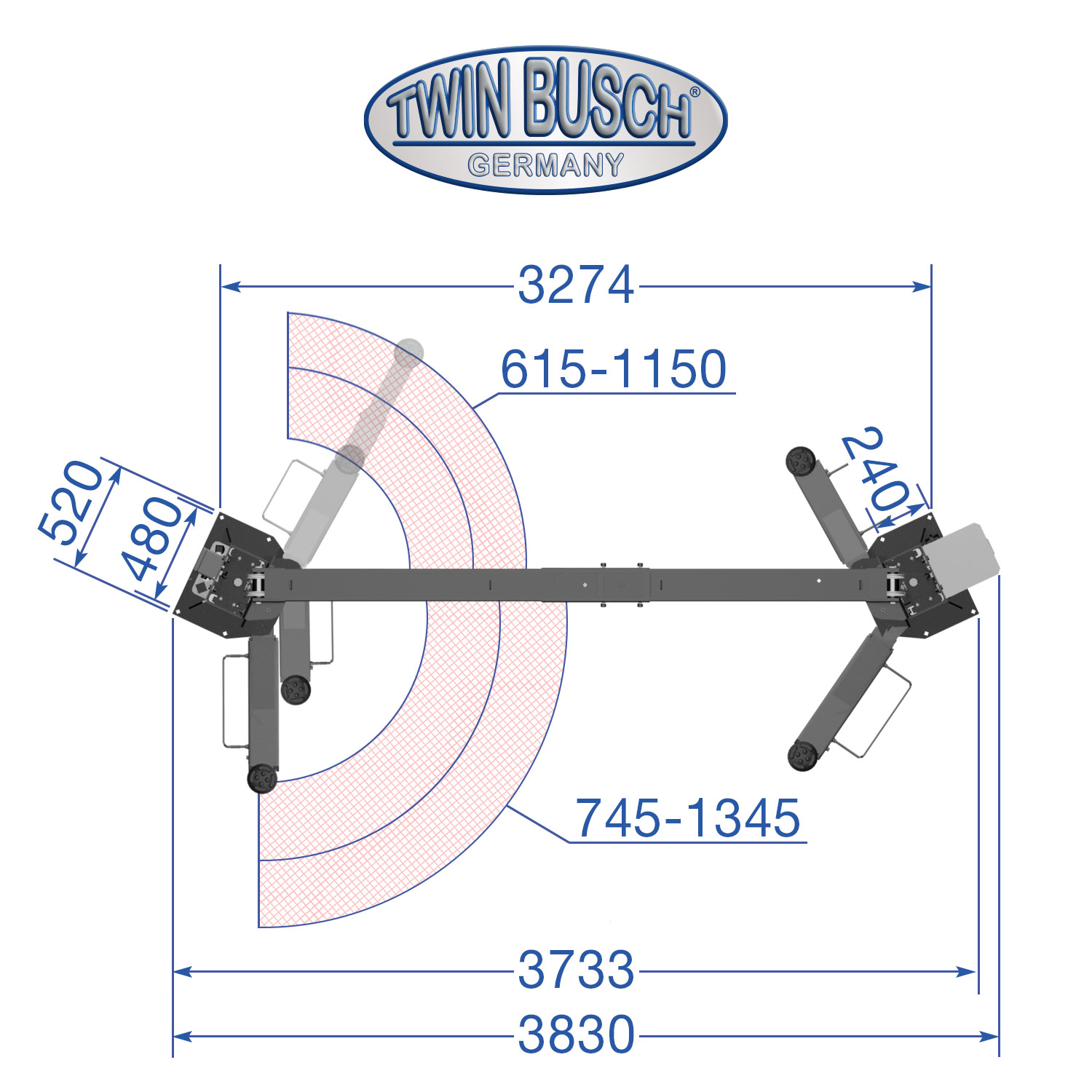 TW242CEB4.3-400-G: 2-koloms hefbrug - zonder bodemplaat - Comfort-Line - Grey-Line - Afbeelding 12