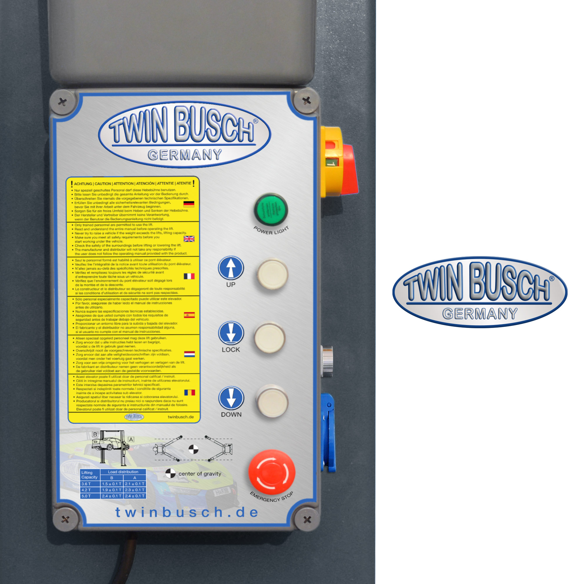 TW250B4.5-400-G: 2-koloms hefbrug Heavy-Line | zonder bodemplaat 5.0 T - Grey-Line - Afbeelding 3