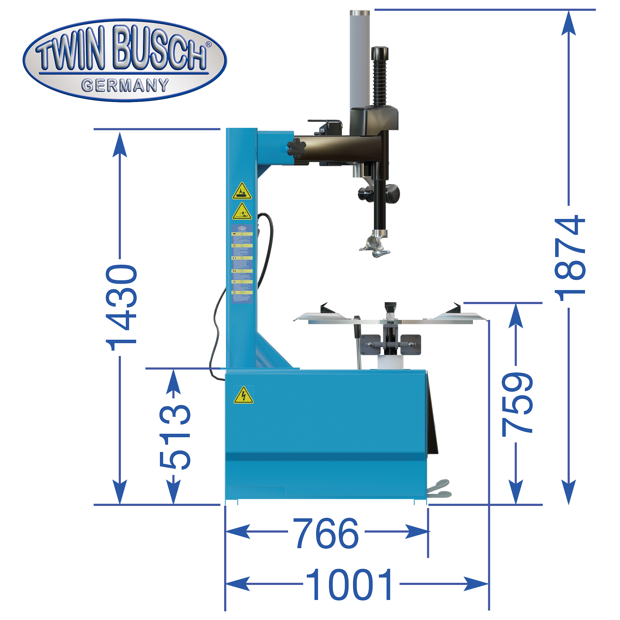 Bandenwisselaar Twin Busch TWX-11 – semi-automatisch – Hulparm – 230 V - Afbeelding 12