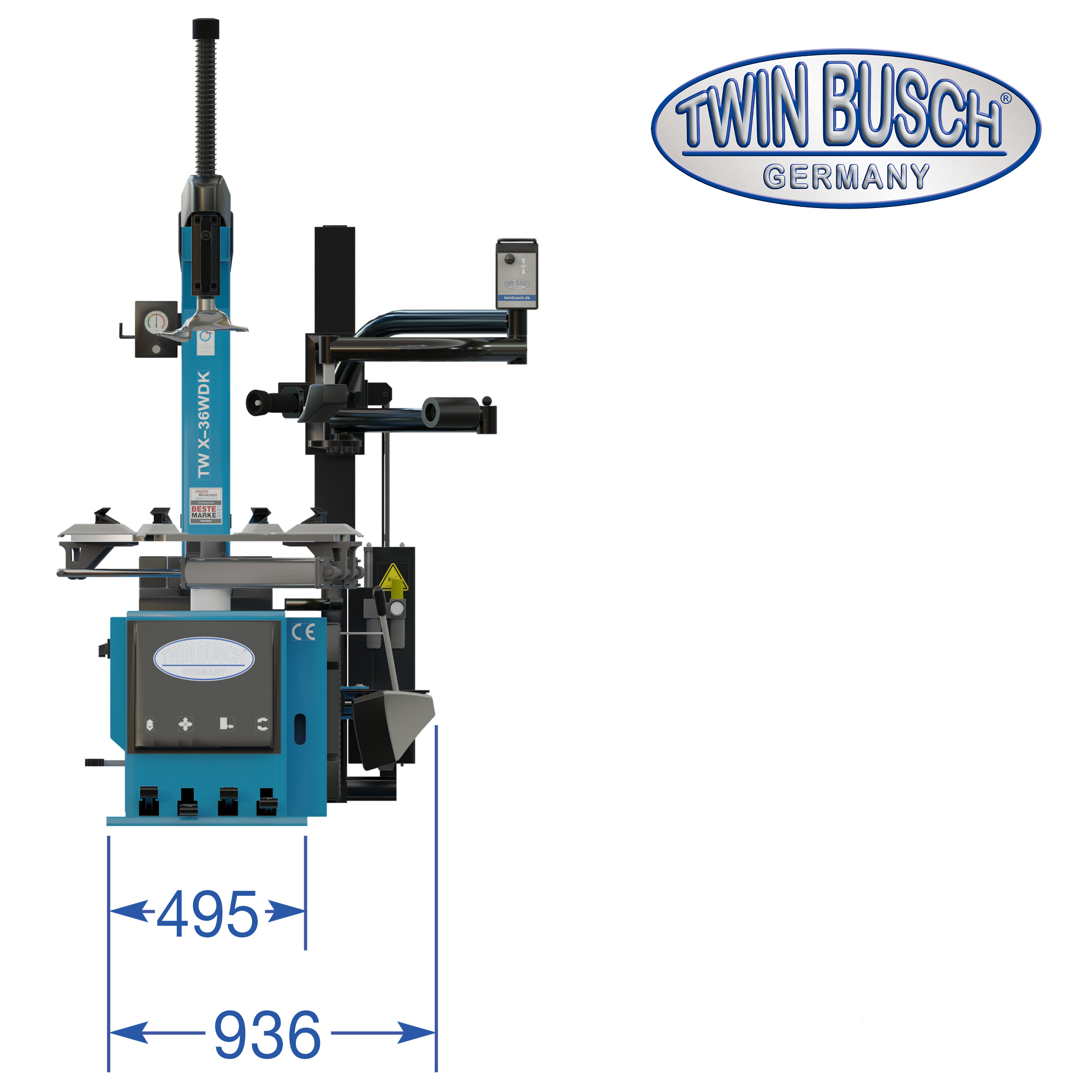 Bandenwisselaar Twin Busch TWX-36WDK – WDK-gecertificeerd – Runflat- & UHP-banden - Afbeelding 12