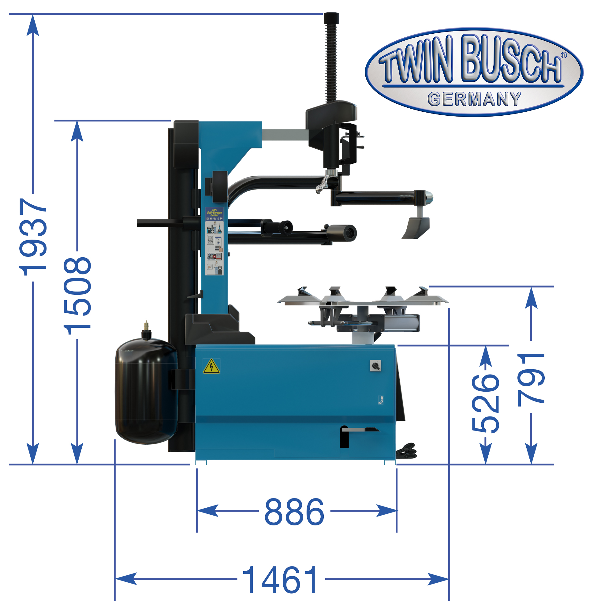 Bandenwisselaar Twin Busch TWX-36WDK – WDK-gecertificeerd – Runflat- & UHP-banden - Afbeelding 13
