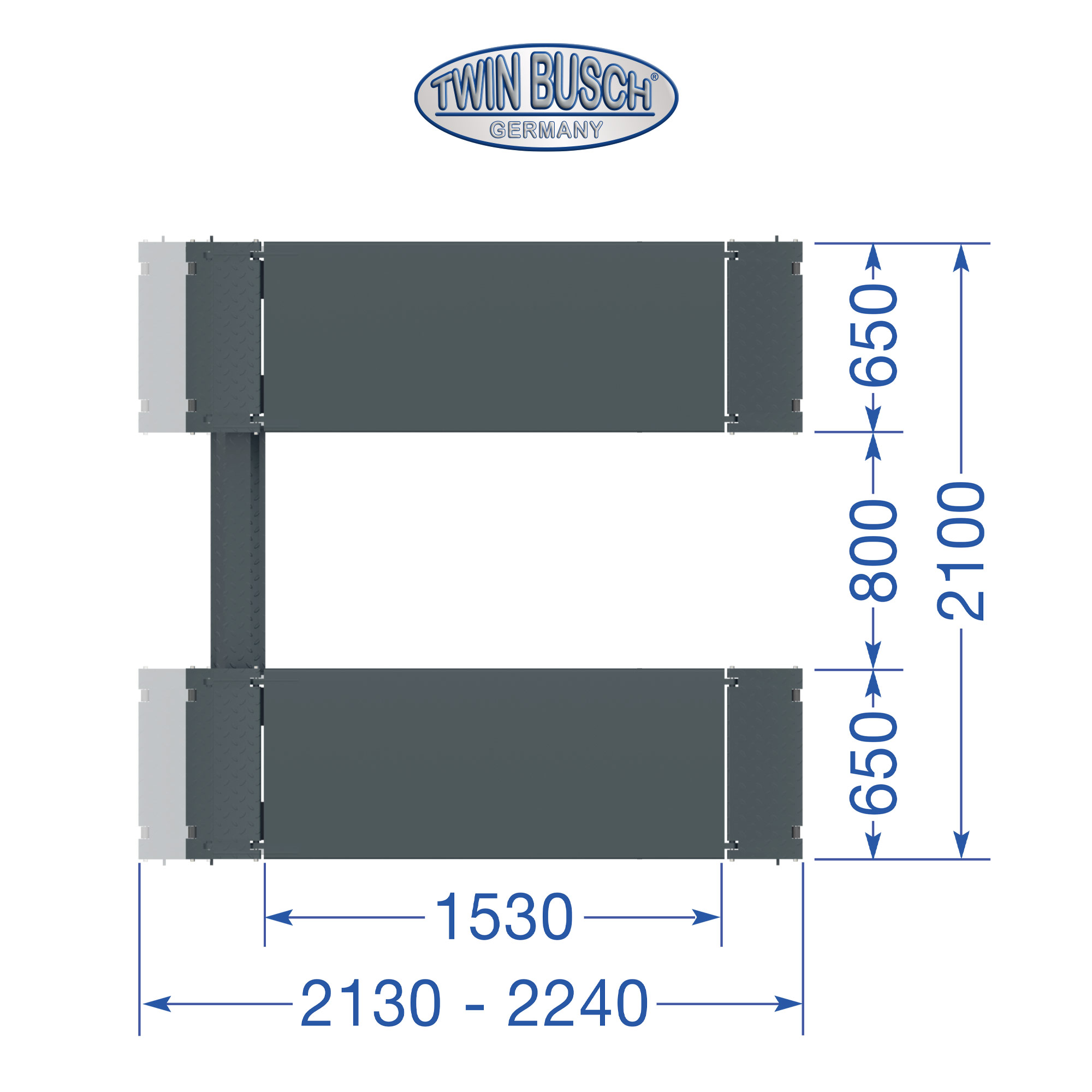 Schaarhefbrug Twin Busch TWS35-20E-G – 3,5 T – Hefhoogte 2 m – Grey-Line - Afbeelding 15
